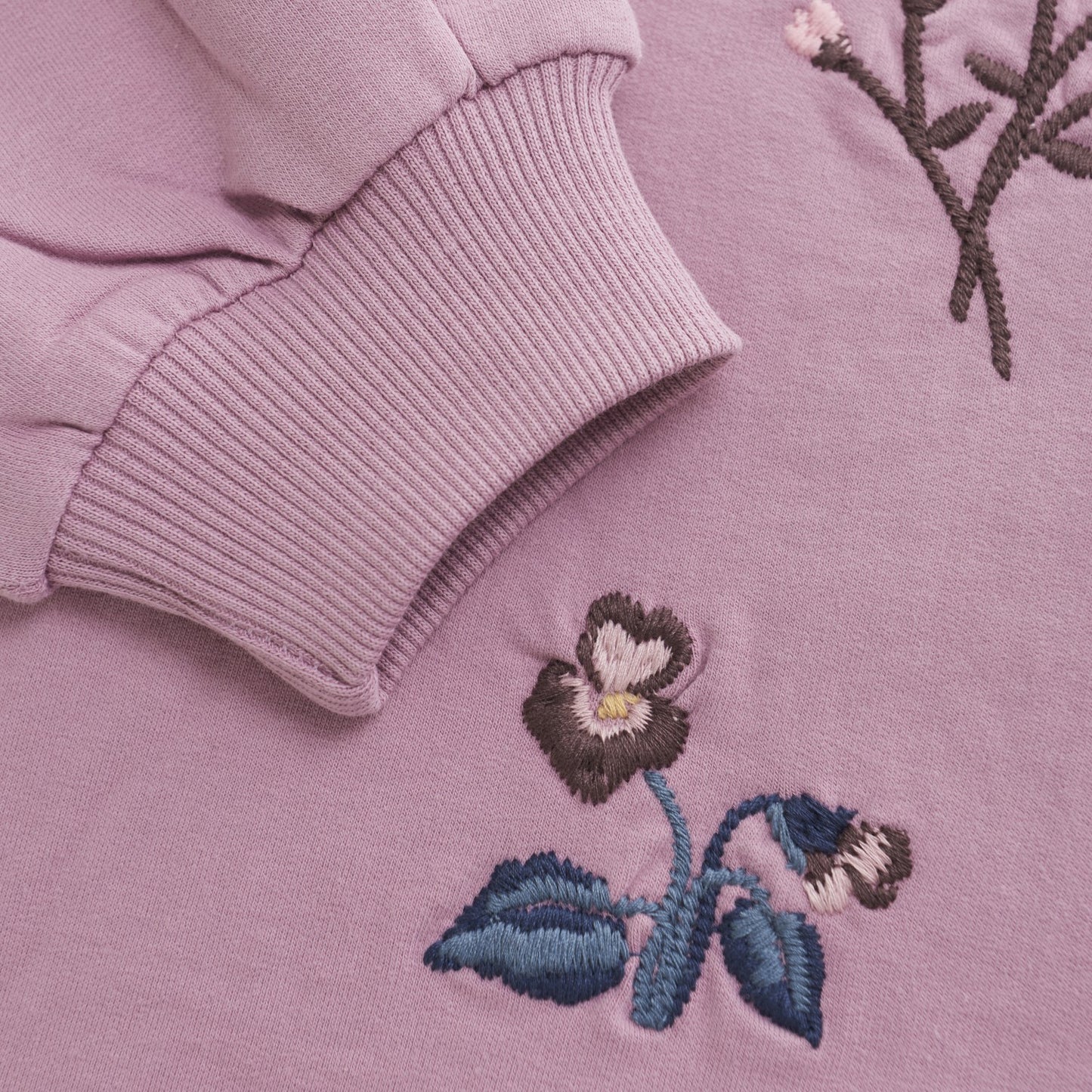 Mauve Sweatshirt with Flower Embroidery