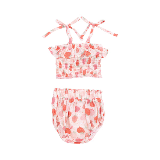 Strawberry Bliss Smocked Ruffle Top/Bloomers