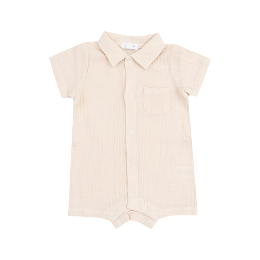 Muslin White Swan Button Down Polo Shortie