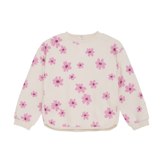 White Pink Floral Waffle Set