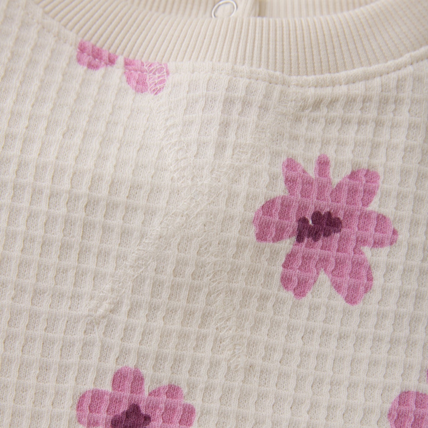 White Pink Floral Waffle Set