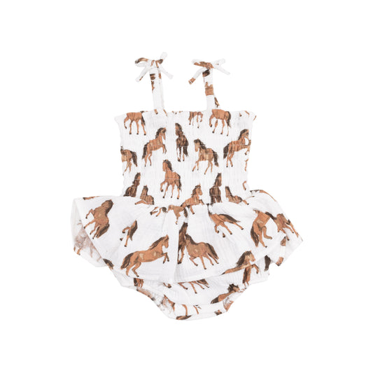 Horses Smocked Bubble w/ Skirt