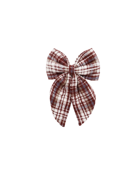 Oversized Bow Burgundy Plaid