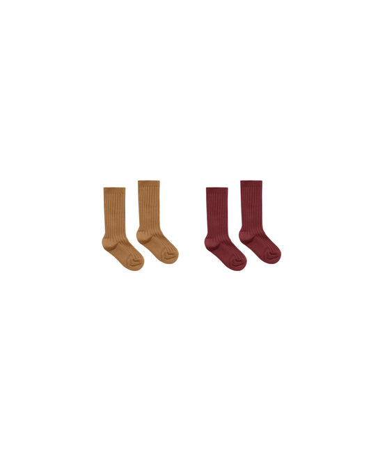 Ribbed Socks Golden Burgundy