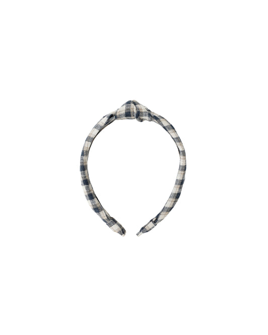Navy Check Knotted Headband