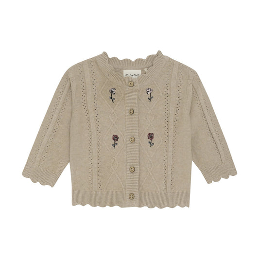 Beige Melange Knit Cardigan