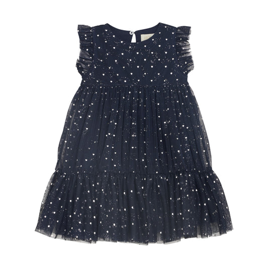 Navy Shimmer Mesh Dress