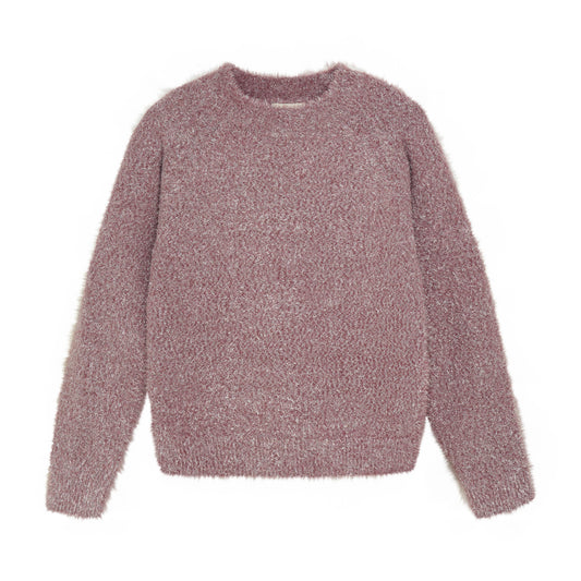 Crushed Berry Pullover Knit Glitter Sweater