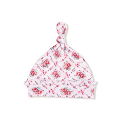 Rose Bow Lattice Ruffle Knotted Hat