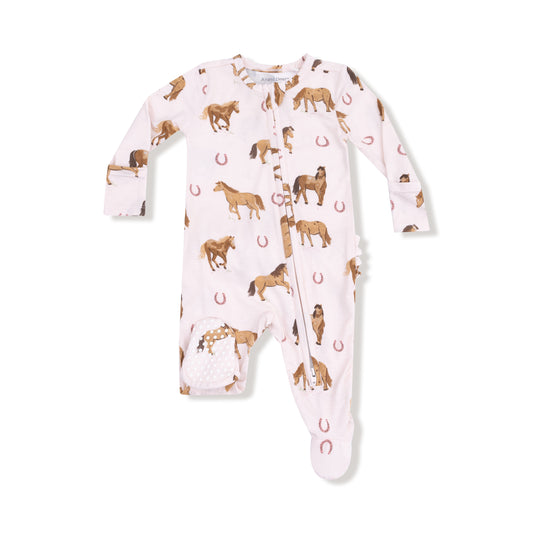 Hores Pink Ruffle Back Footie