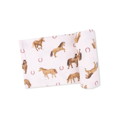 Horses Pink Swaddle