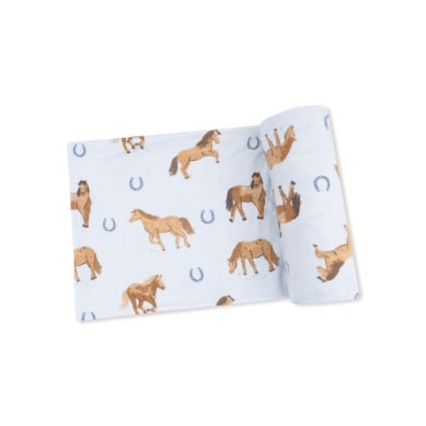 Horses Blue Swaddle