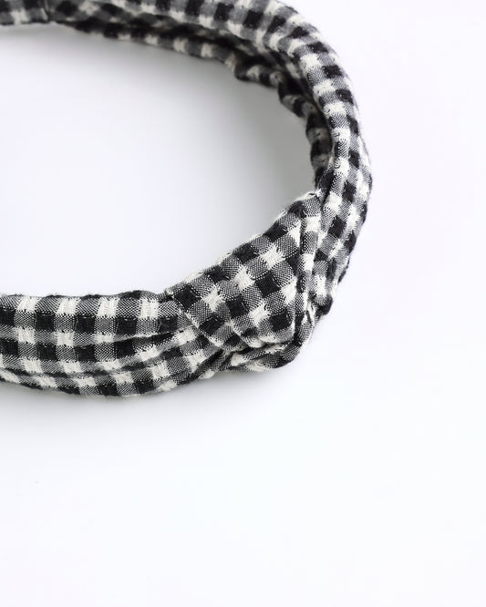 Knotted Headband Black Gingham