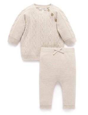 Wheat Cable Knit Set
