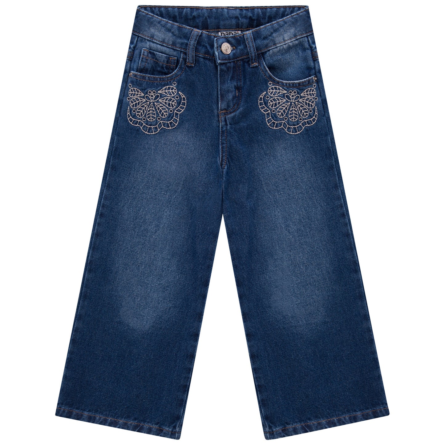 Blue Embroidered Pocket Denim