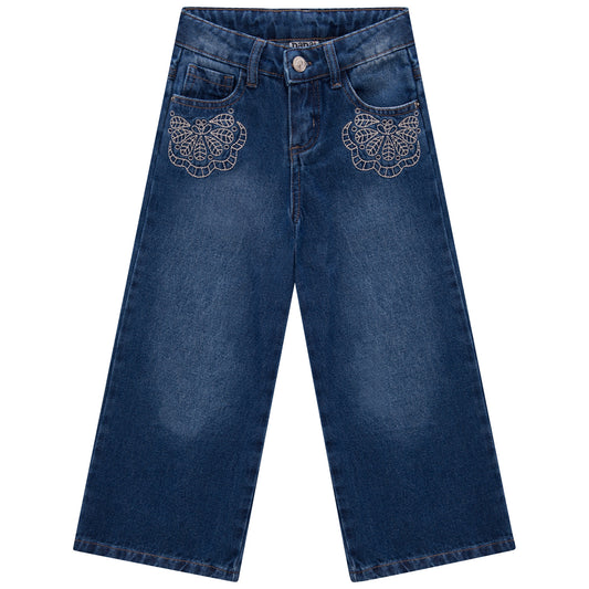 Blue Embroidered Pocket Denim