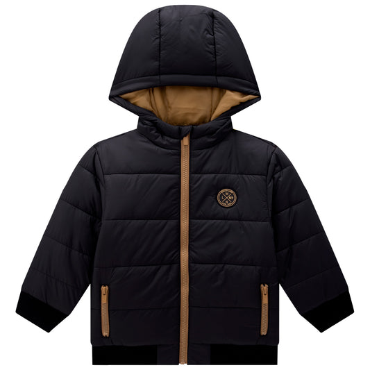 Black/Tan Puffer Jacket