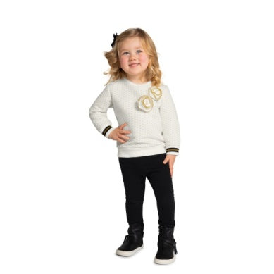Ivory Sweater with Flowers Pant Set