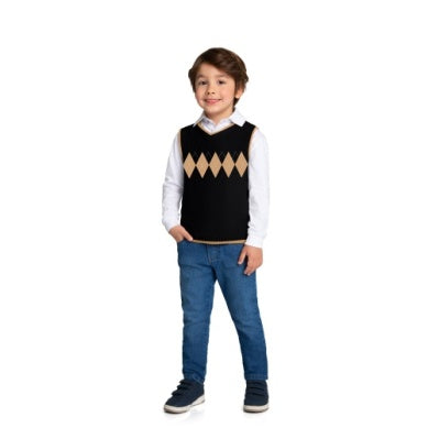 Black Taupe Boys Dress Vest