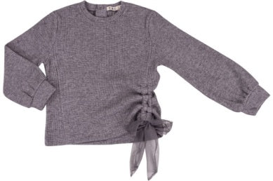Longsleeved Gray Tie Side Top