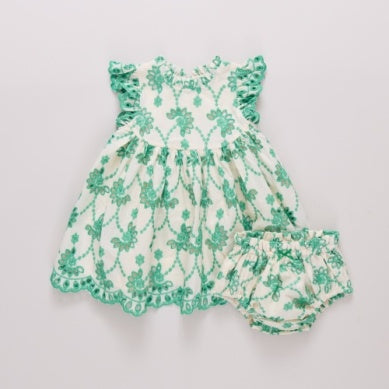 Kelly Green Eyelet Baby Girls Cynthia Dress
