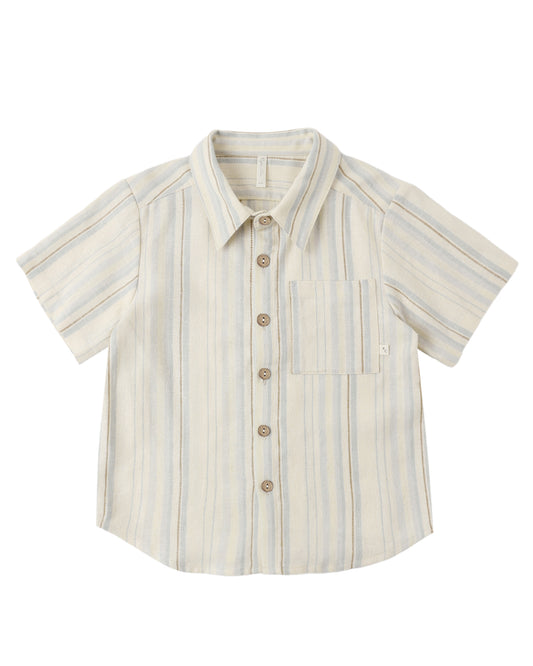 Sea Stripe Collared Short Sleeve Shirt