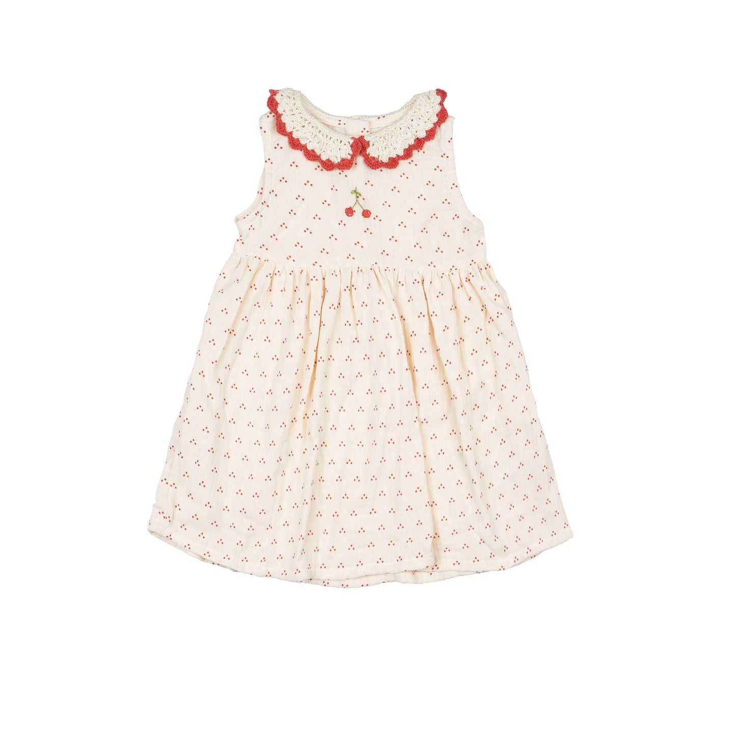 Cherry Crochet Collar Dress