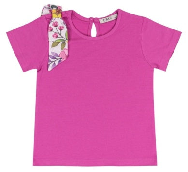 Fuchsia Top with Floral Pattern Bow