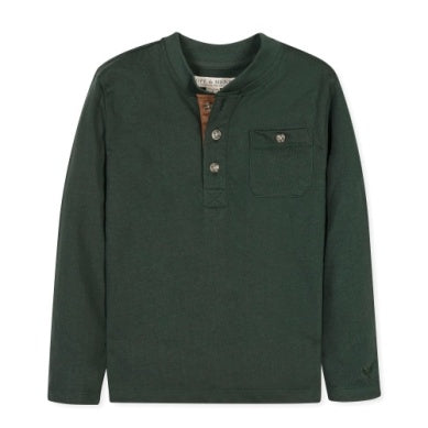 Dark Green Organic Henley Tee