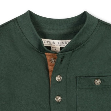 Dark Green Organic Henley Tee