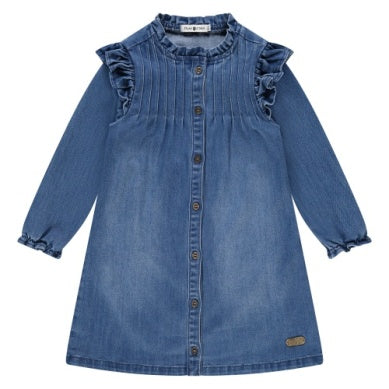 Denim Dress W/Ruffle Shoulder