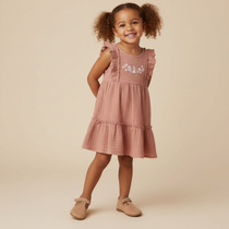Organic Clay Embroidered Dress