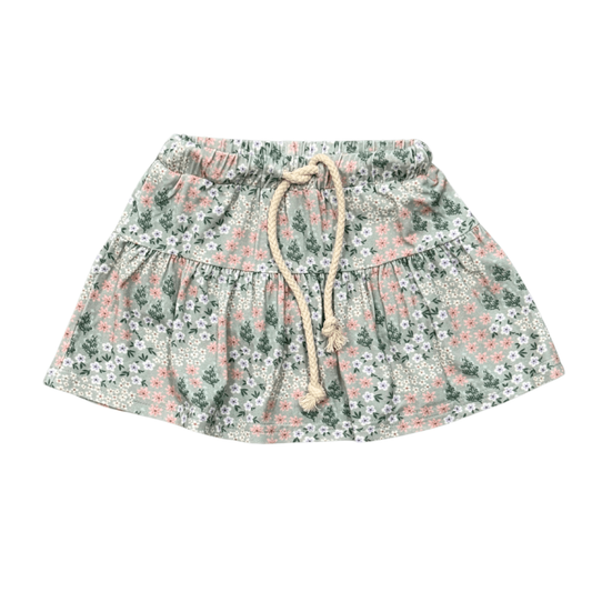 Floral patterned toddler skort with drawstring bamboo