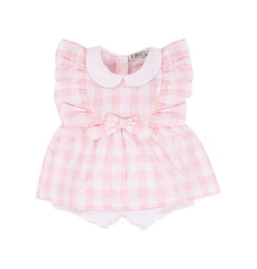 Pink Seeresucker Romper